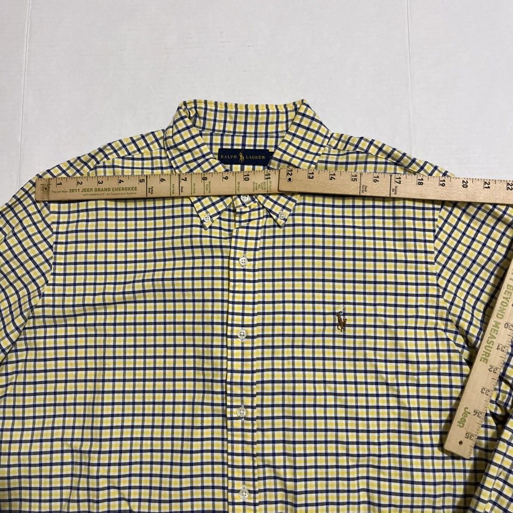 Polo Ralph Lauren Yellow Blue Plaid Oxford Button Down Shirt Sz 2XL Flesh Pony - Picture 4 of 12